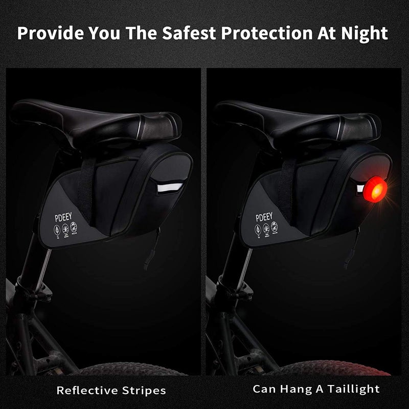 PDEEY Bike Saddle Bag, Bicycle Under Seat Pouch, Cycling Wedge Pack for Mountain Road, Cycling Accessories Storage Velcro Pack Waterproof Durable Pouch for Mountain, Beach or Road Bikes - Image 2